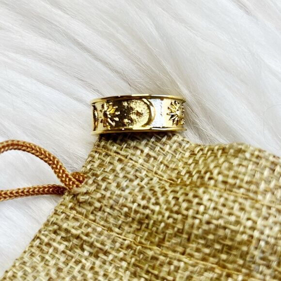 Celestial Bohemian wide ring Gold Size 4.5 - Picture 1 of 4
